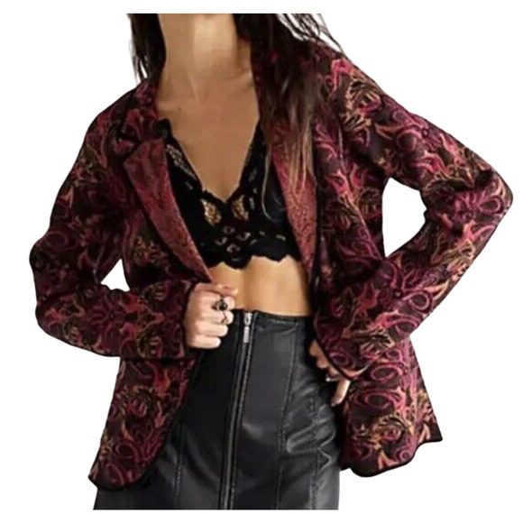 NEW FREE PEOPLE SAMMIE BLAZER EMBROIDERED JACKET SIZE SMALL - Picture 2 of 13